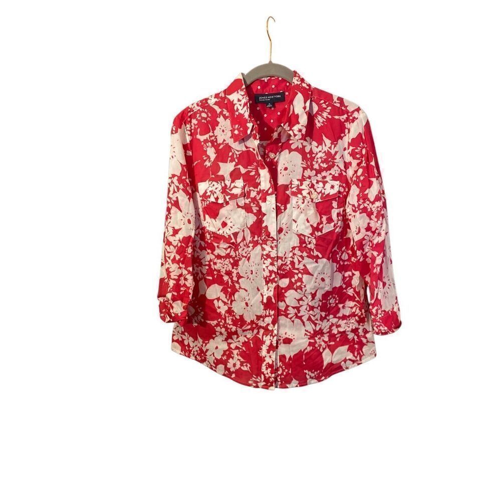 Jones New York, women’s cotton floral, Blouse/top size medium